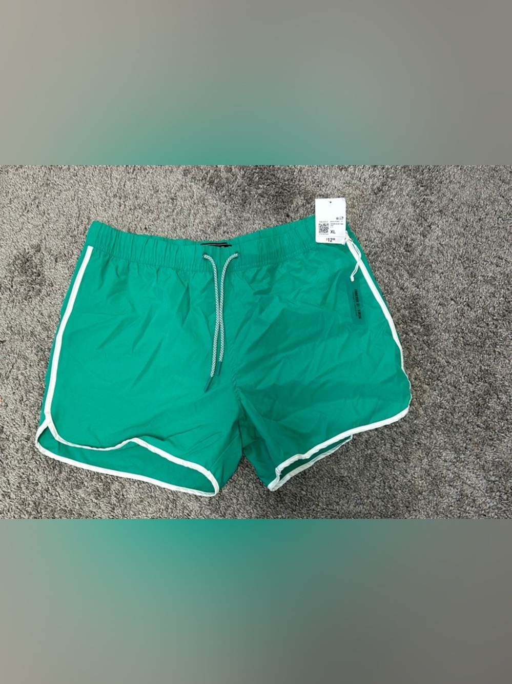 Forever 21 Teal Swim Trunks with White Trim